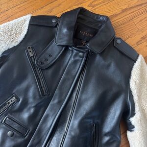 BRAND NEW COACH Leather & Shearling Jacket XS